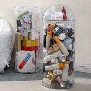 化妆品空瓶收纳桶塑料pvc圆筒护肤品瓶瓶罐罐储物桶大容量带盖