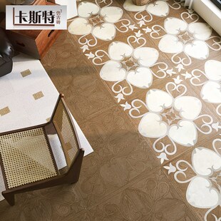 安妮公主别墅豪宅木纹砖地砖800x800拼花客厅瓷砖复古阳台仿古砖