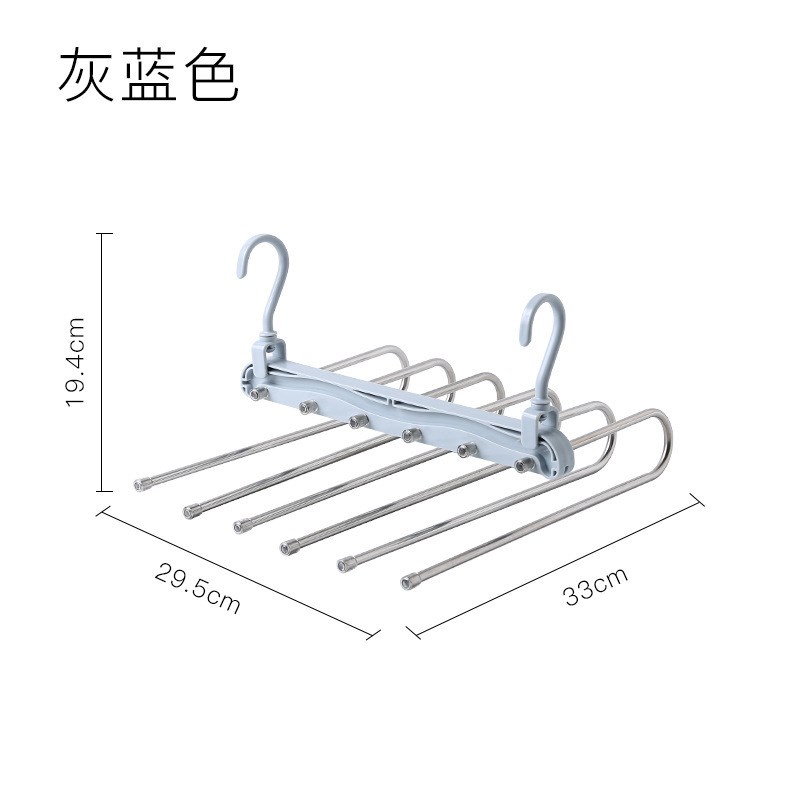 多层伸缩多功能裤子衣架不锈钢折叠裤架魔术无痕裤夹神器收纳挂架