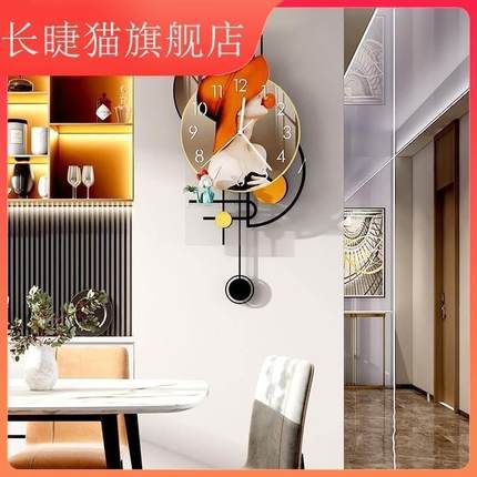 新品钟表挂钟现代简约时尚客厅高端大气I时间表钟壁灯Z小夜灯背景