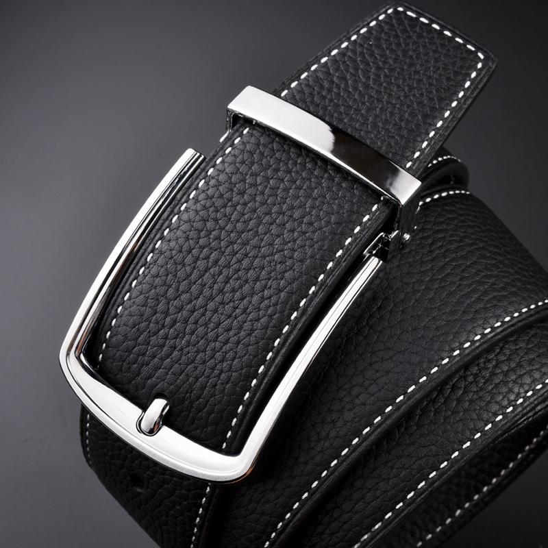 双面皮带男士针扣荔枝纹p真皮头层牛皮青年牛仔裤带休闲3.8腰带63