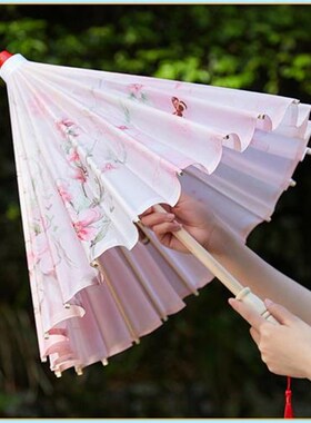 汉服花伞舞蹈道具儿童演出伞古典绸布伞工艺N装饰伞拍照油纸伞古