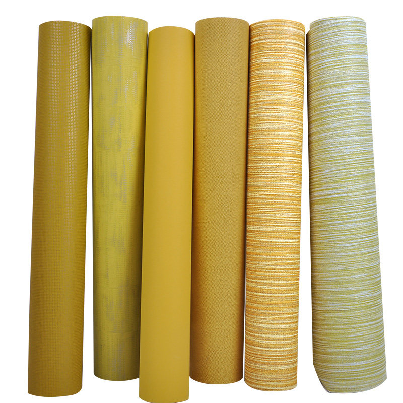 柠檬黄墙纸北欧现代简约纯色素色黄色无纺布客厅S卧室背景壁纸家