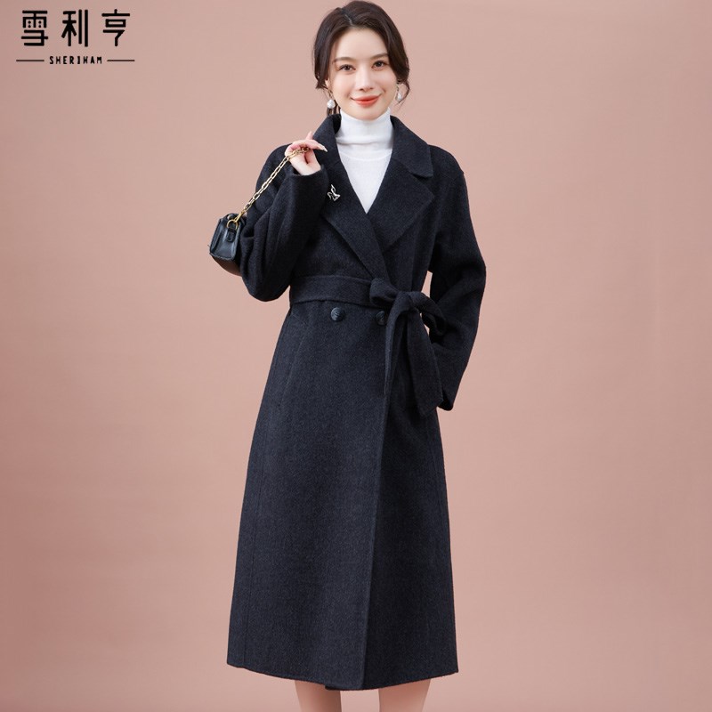 中年妈妈洋气大i码外套2025秋冬新款中老年女装时尚双面羊毛呢大