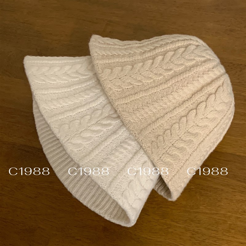 极速beicge秋冬新款羊毛麻花质感盆帽可调节BG22909 C1988韩代