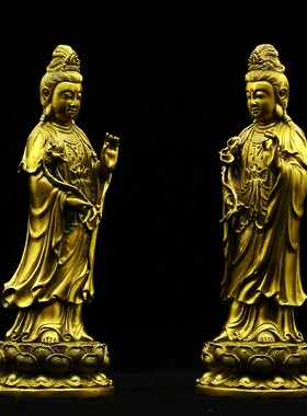 极速12-16寸西方三圣铜佛像摆件阿弥陀K佛观音菩萨像大势至菩萨像