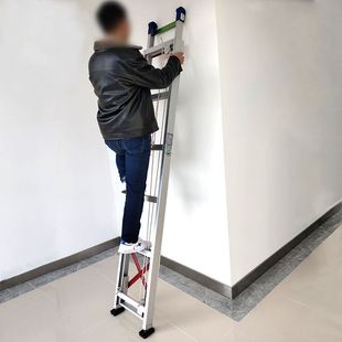 极速登月铝合金伸缩直梯子工程户外单H梯摺叠抽拉爬梯室外升降8米