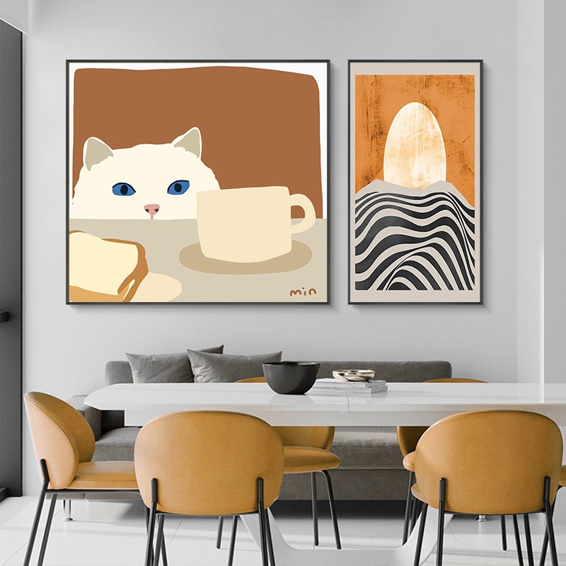 极速cat偷喝牛奶的猫咪可爱喵波普艺术装饰画沙发背W景挂画北欧小图片