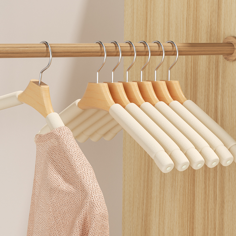 极速实木海绵衣架防滑婚纱u家用无痕防肩角不起包挂衣柜真丝衣服