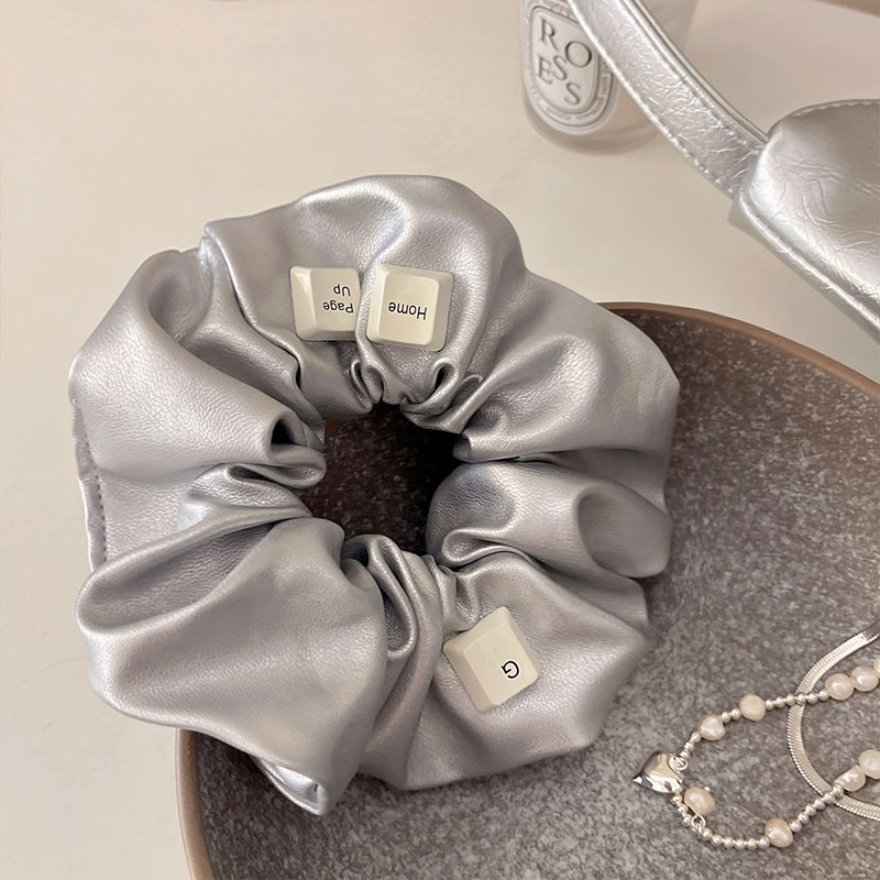 极速小众款银色大肠发圈头绳v2023新款气质网红新款皮筋女扎头发