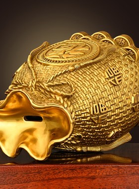 极速多吉缘e黄铜存钱罐摆件居家客厅书房桌面铜器钱袋子工艺品装