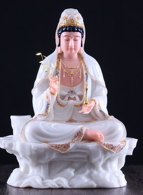 新品西方三圣汉白玉珐琅彩阿弥陀佛观音菩萨N大势至菩萨佛像供奉