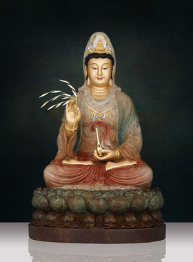 新品彩铜全莲f云座娑婆三圣释迦牟尼观音菩萨地藏王菩萨佛像摆件