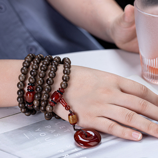 极速佛珠手串戴脖子的p108颗念珠文莱沉香手链男女士文玩檀香木质