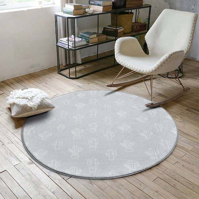极速Nordic Modern Plush Floor Rug Round Area Carpet FYor Liv
