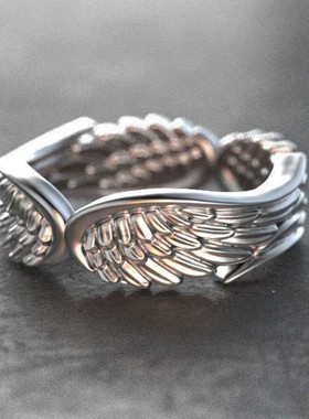 极速Newb Vintage Fashion Punk  Fairy Feather Wings Ring Ladi