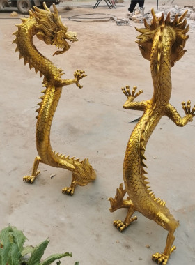 极速纯铜升龙摆件大号升r龙立龙站龙生肖龙家居店铺办公室装饰黄