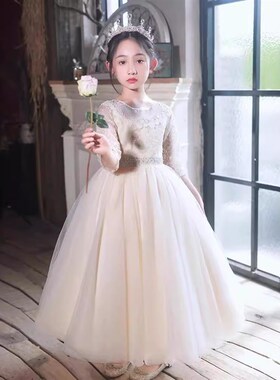 24春季女童礼服端公主裙大童主持人生日花童蓬蓬裙儿童钢琴演出服