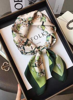 【粉丝专属 】70cm韩版小方巾女丝巾春夏薄款防晒围脖护颈气质