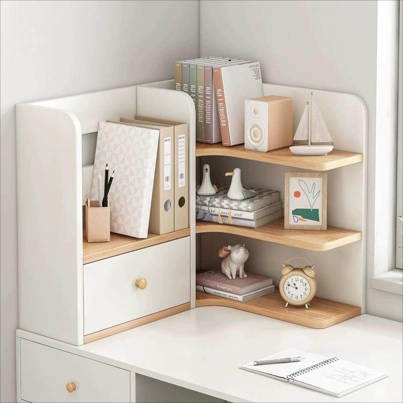 桌面置物架桌上转角书架家用书桌收纳柜宿舍工位办公桌简易小书柜