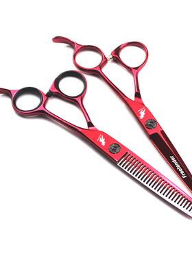 XY2高档直柄6.0寸红色美发剪 理发剪 平剪 牙剪 打薄剪 美发专用