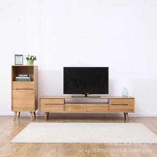 简约现代纯实木视听柜橡木电视柜客厅推拉门地柜创意西诗云电视柜