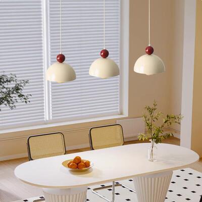 花苞奶油风餐厅吊灯三头法式中古餐桌灯现代长条饭厅吧台灯岛台灯