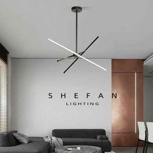 现代简约卧室吊灯北欧设计师几何艺术极简线条灯客厅餐厅全铜灯具