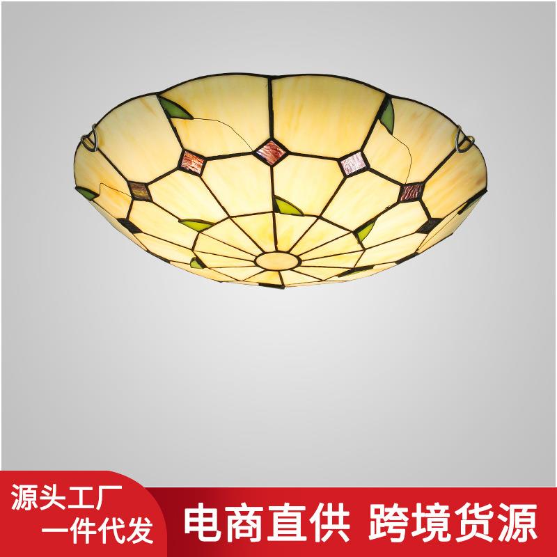 美式风田园卧室吸顶灯蒂凡尼艺术玻璃客厅餐厅书房阳台楼道装饰灯