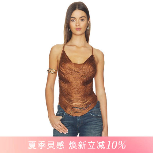 [夏季新品]REVOLVE焦糖棕背心细吊带V领辣妹风上衣