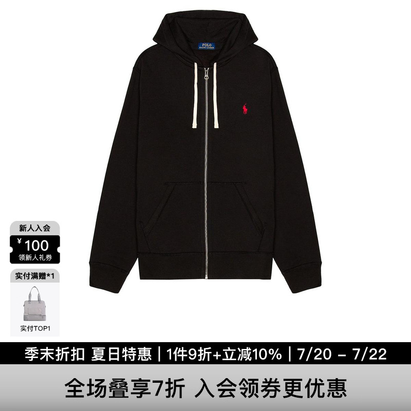 Polo Ralph Lauren 黑色抓绒带拉链连帽卫衣 休闲REVOLVE