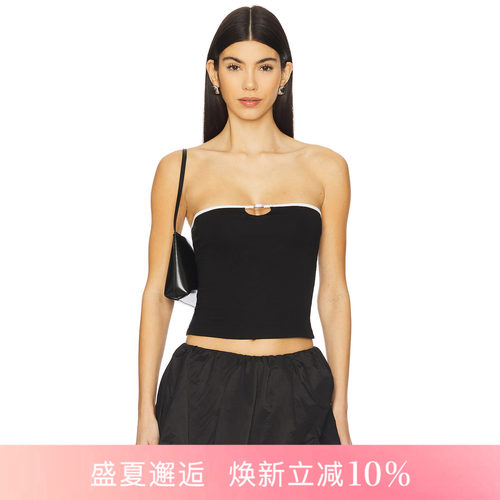 [夏季新品]REVOLVE时尚约色衬衫抹胸镂空金属扣辣妹短款上装