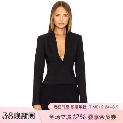 [春季新品]MAJORELLE修身型西装外套深V剪裁设计感上衣通勤REVOLV