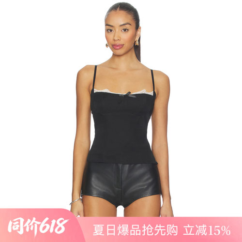 [夏季新品]REVOLVE黑色背心简约高腰蝴蝶结性感修身上装