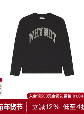 [秋冬新品]Honor The Gift WHY NOT美式风黑色印花长袖T恤REVOLVE