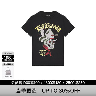 T恤 休閑時(shí)尚 HardyCOWBOY 潮流男REVOLVE 黑色 SKULL