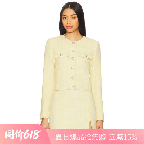 [夏季新品]REVOLVE简约尚约黄色外套纽扣短款长袖优雅夹克
