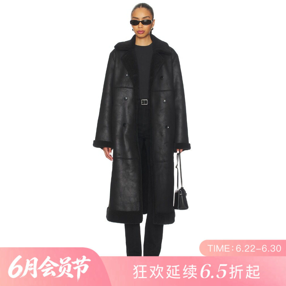 [夏季新品]REVOLVE黑色显瘦极简收腰短款修身外套翻领极简夹克