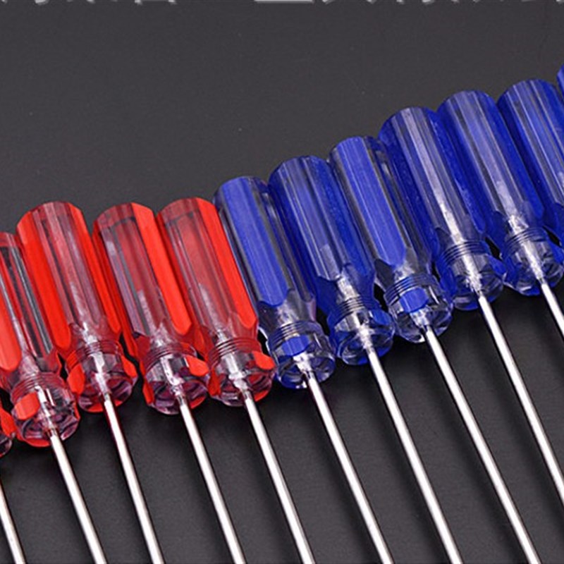 水晶透明手柄螺丝刀3*75mm一字十字螺丝刀小起子家用细螺丝刀