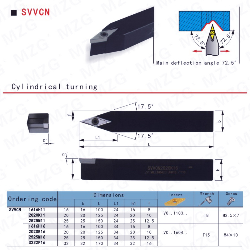 MZG 35度d螺纹槽车刀杆SVVBN SVVCN 1010 1212H11 1616H16 2020K1