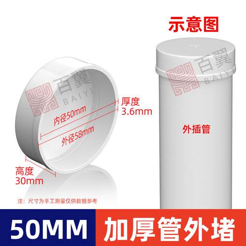 PVC110排水管内外堵盖50 75双用套筒内堵防浆盖钢铁镀锌管帽封头