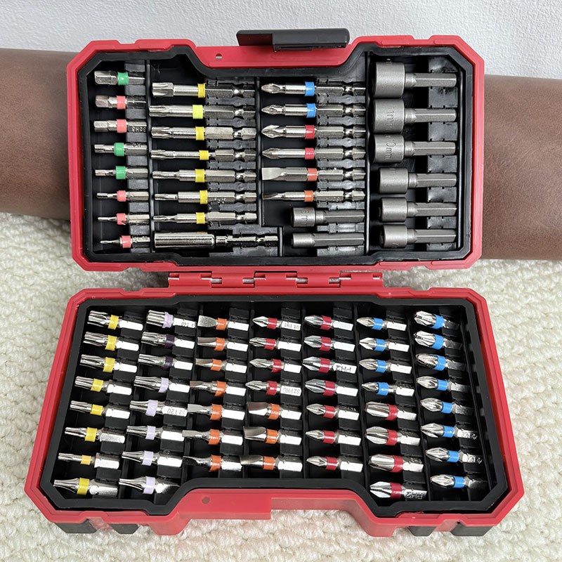 捡漏83件套批头彩虹魔盒套装内六角梅花电动螺丝刀手电钻强磁起子