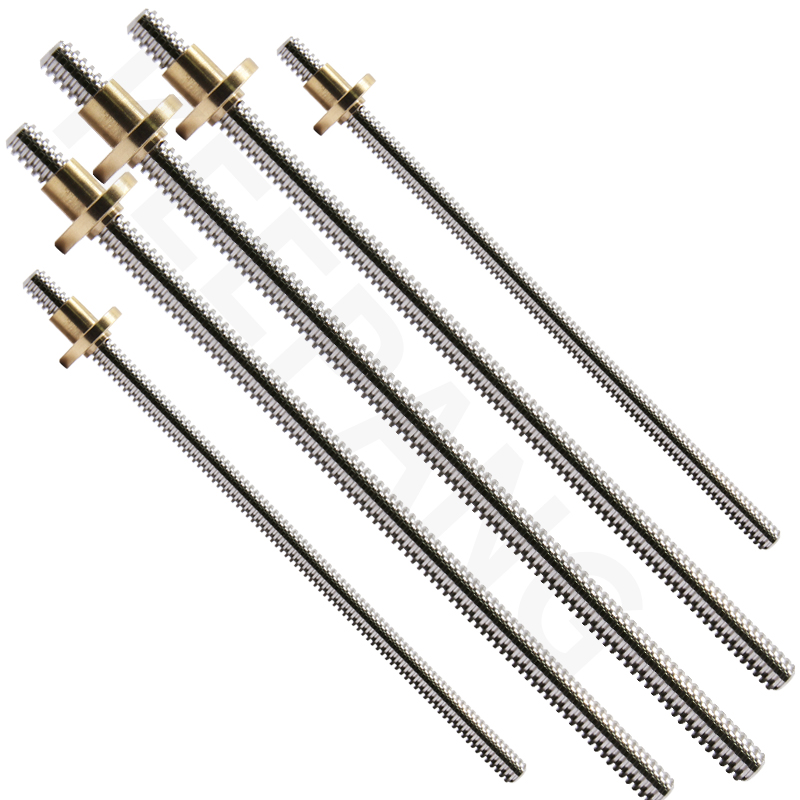 T型T8步进电机丝杆3D打印机梯形丝杆300mm套装配螺母导程2MM直径8