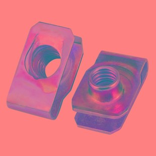 4M5M6M8M10B型板簧螺母镀彩锌拉伸夹板卡式簧片螺母Q312 螺纹夹板