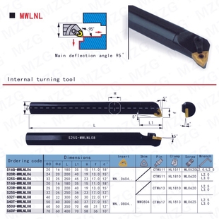MZG数控车床内孔车刀杆镗孔刀架刀把S20R S25S -MWLNR08 -MWLNL08