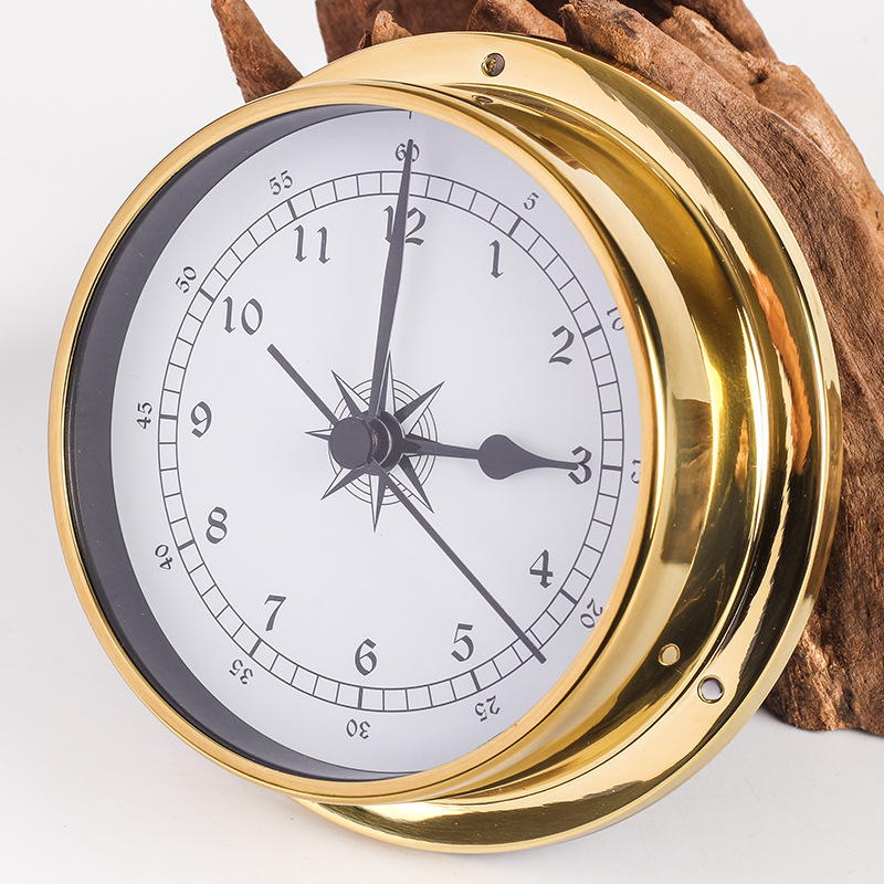速发115mm铜壳船用高精t度大气压力计气压表温湿度计气压计钟表气