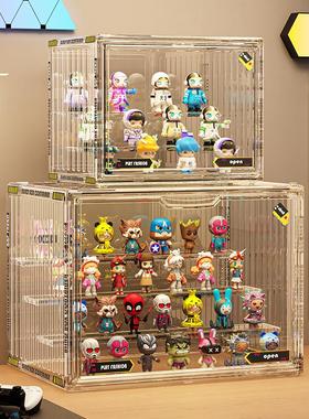 日本SA盲盒收纳展示架亚克力透明泡泡玛特大容量阶梯式手办收纳盒