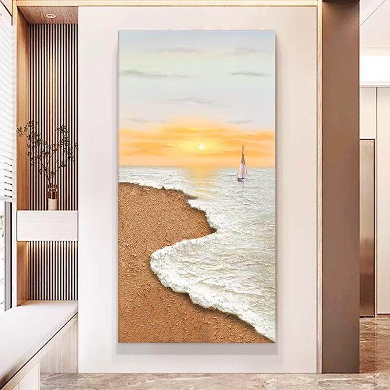 手绘油画《日出》玄关挂画客厅沙发背景装饰画肌理画诧寂风壁画,农机/农具/农膜,播种栽苗器/地膜机,淘宝优惠券,粉丝福利购,淘宝优惠卷