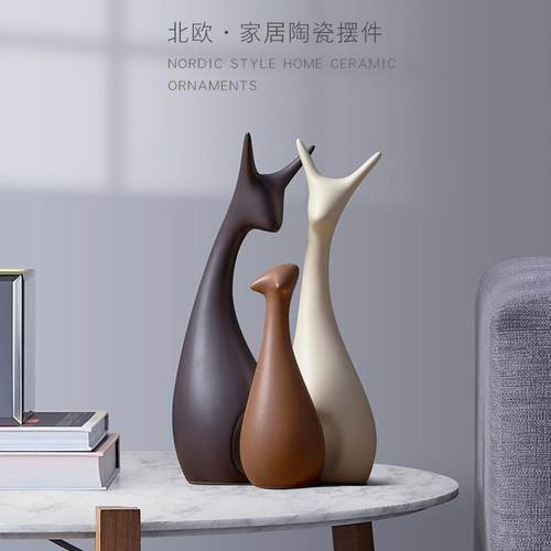 创意家居装饰品客厅电视柜玻璃酒柜办公室玄关北欧鹿工艺品小摆件