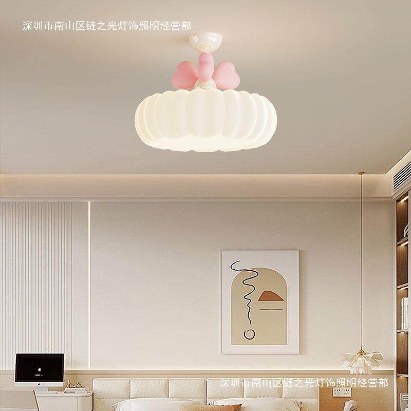 法式中古风卧室吊灯高级感胡桃木纹房间灯全光谱护眼儿童房灯具